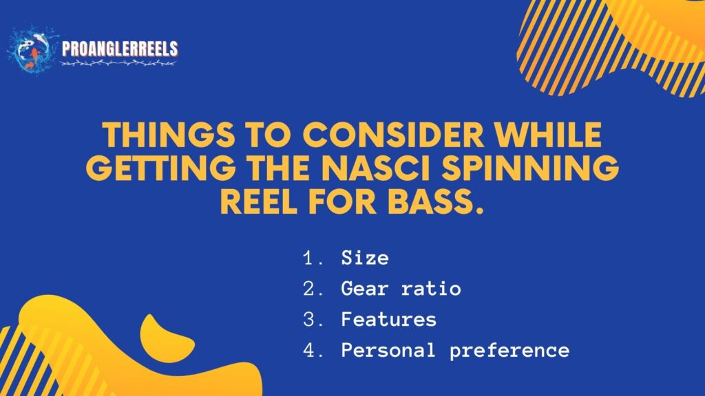 Things to consider while getting the Nasci spinning reel for bass.